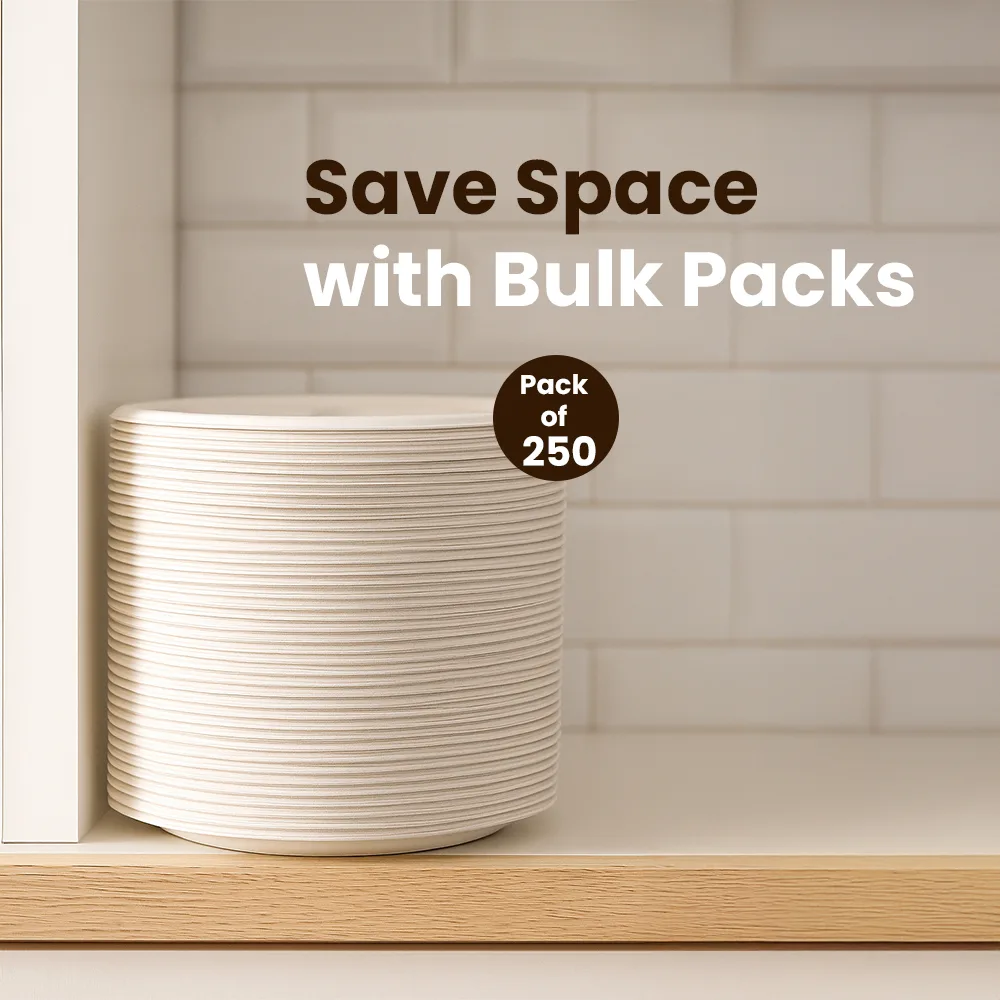 Biodegradable 3 Compartment Plates Pack of 250