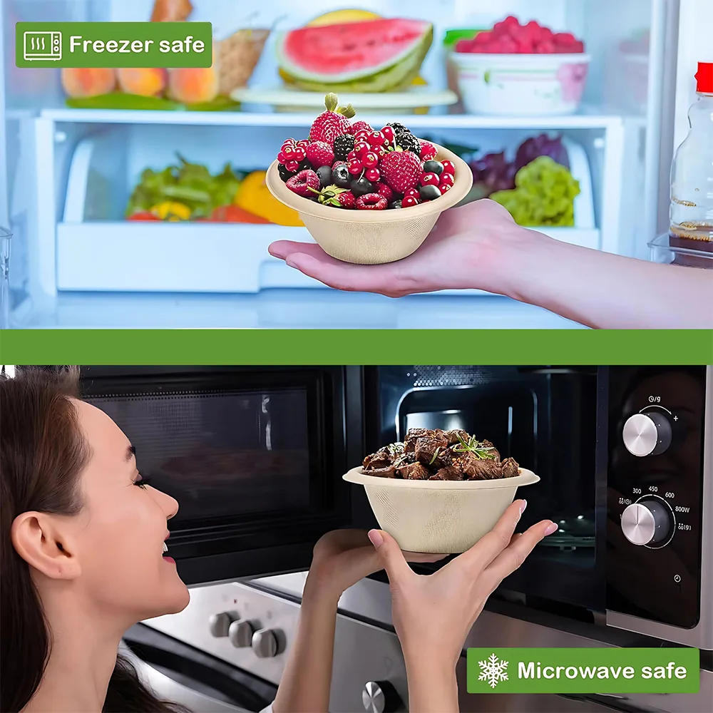 Biodegradable Brown Bowls Microwave and Freezer Safe