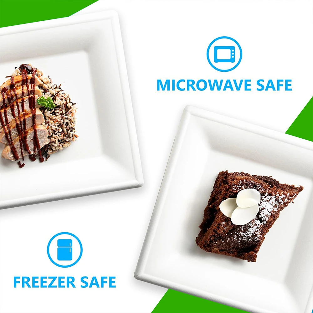 Biodegradable Square Plates - Microware Safe - Freezer Safe