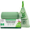 Drawstring Trash Bags 100 Percent Compostable Durable BPA-Free and Eco-Friendly