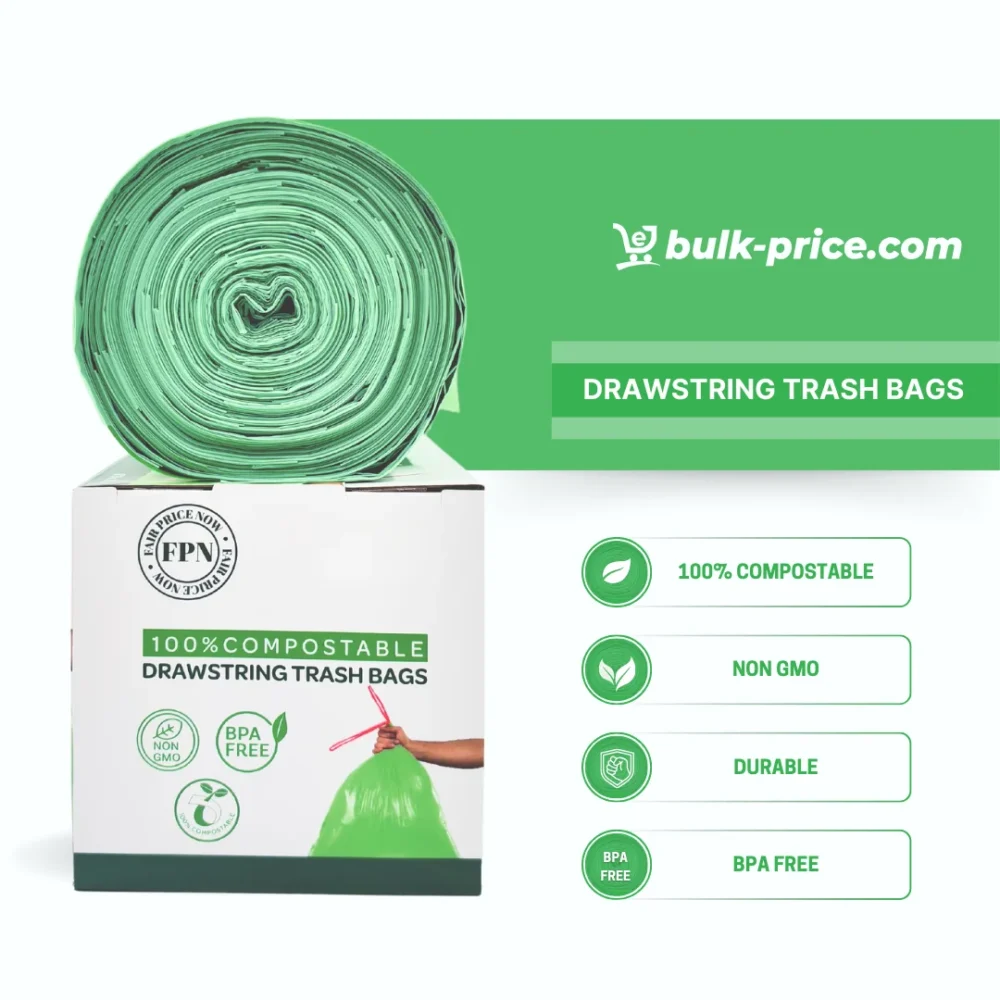 Drawstring Trash Bags Non GMO Durable BPA Free