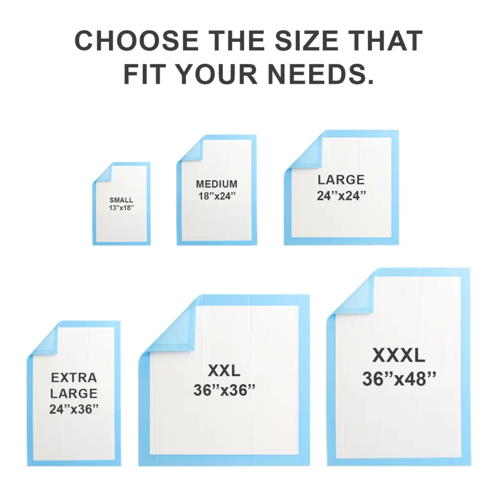 Disposable Bed Underpads - Size Chart - Bulk-Price