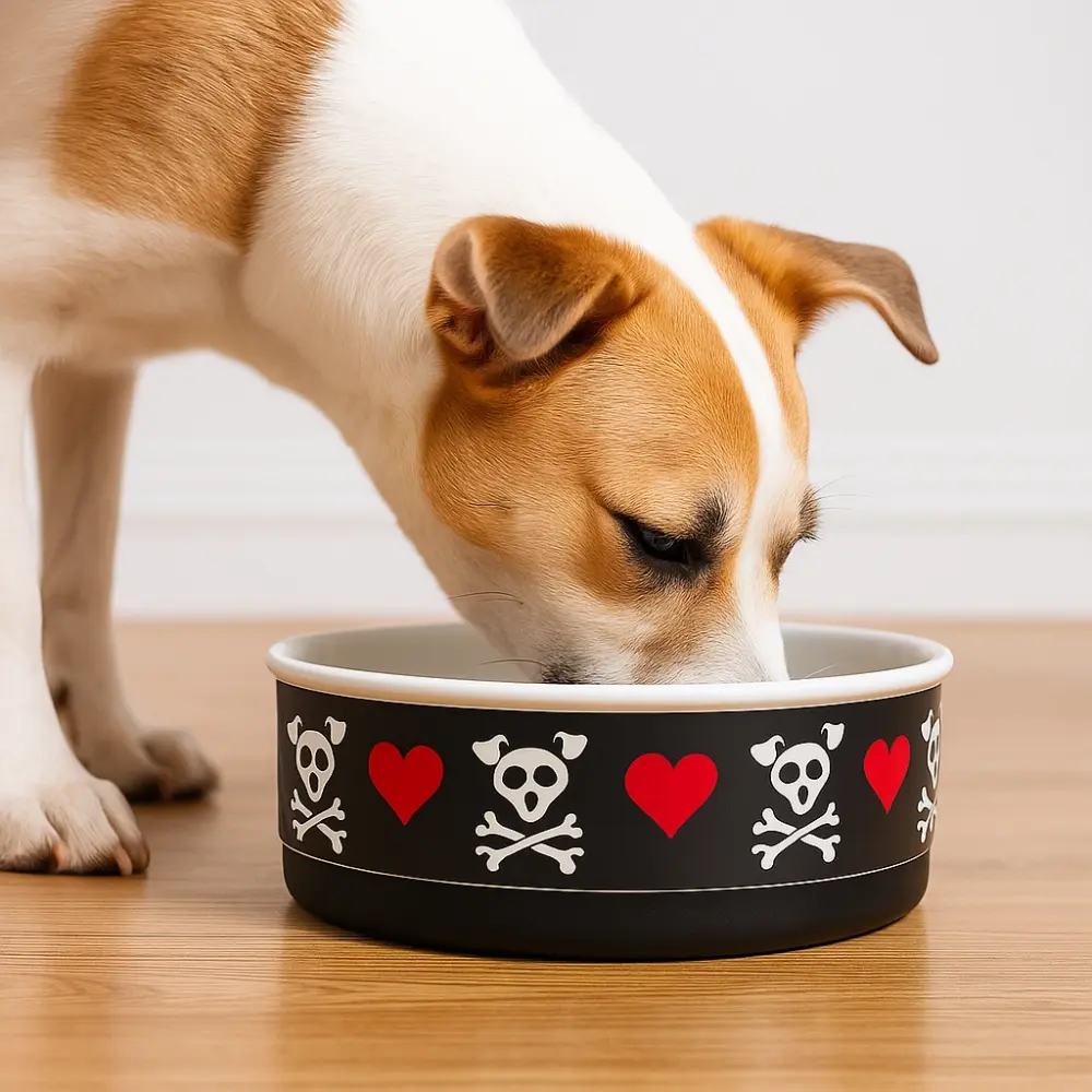 Bad to the Bone Dog Bowl Large Pet Dish for Dog and Cats