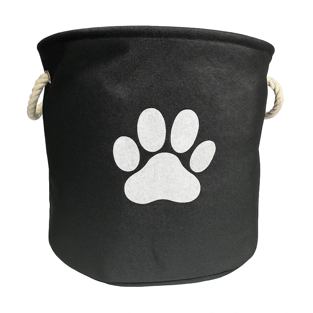 Black Round Medium Polyester PET Bin Paw