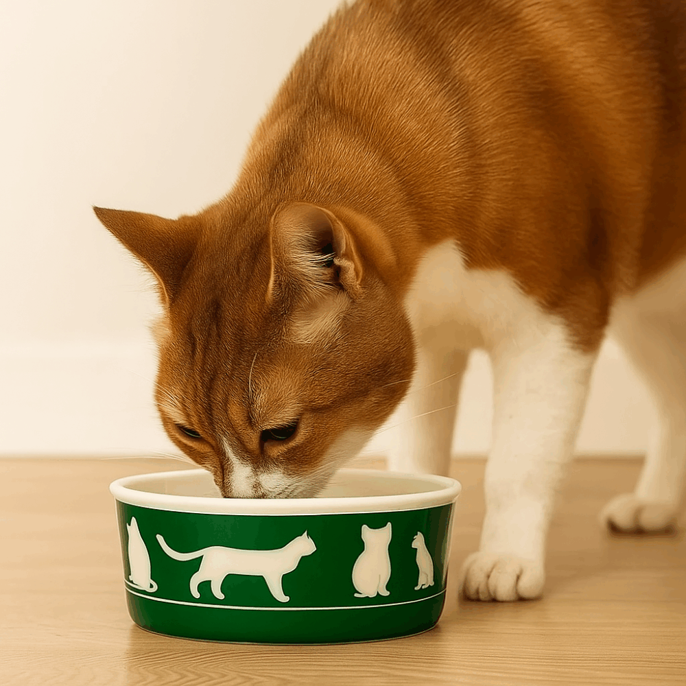 Cats Meow Hunter Green Large Pet Bowl for Food and Water
