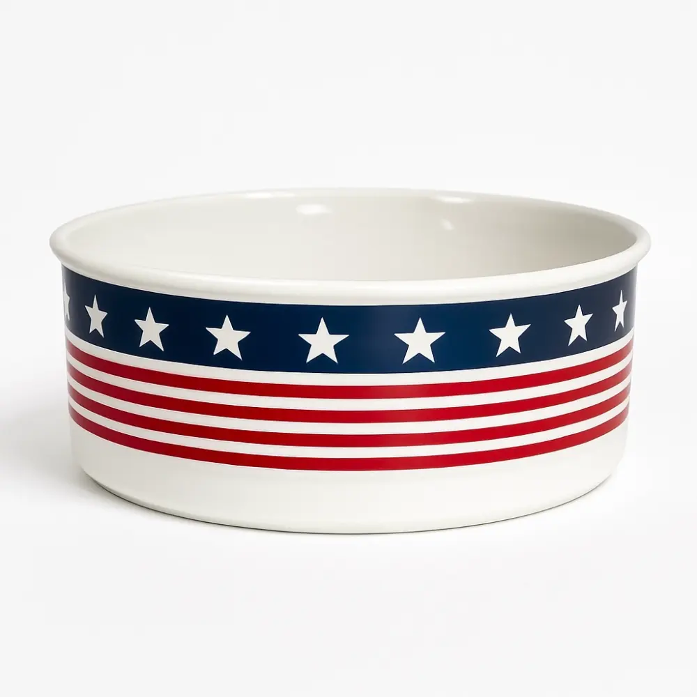 PET BOWL - FLAG - LARGE 7.5Dx2.4H