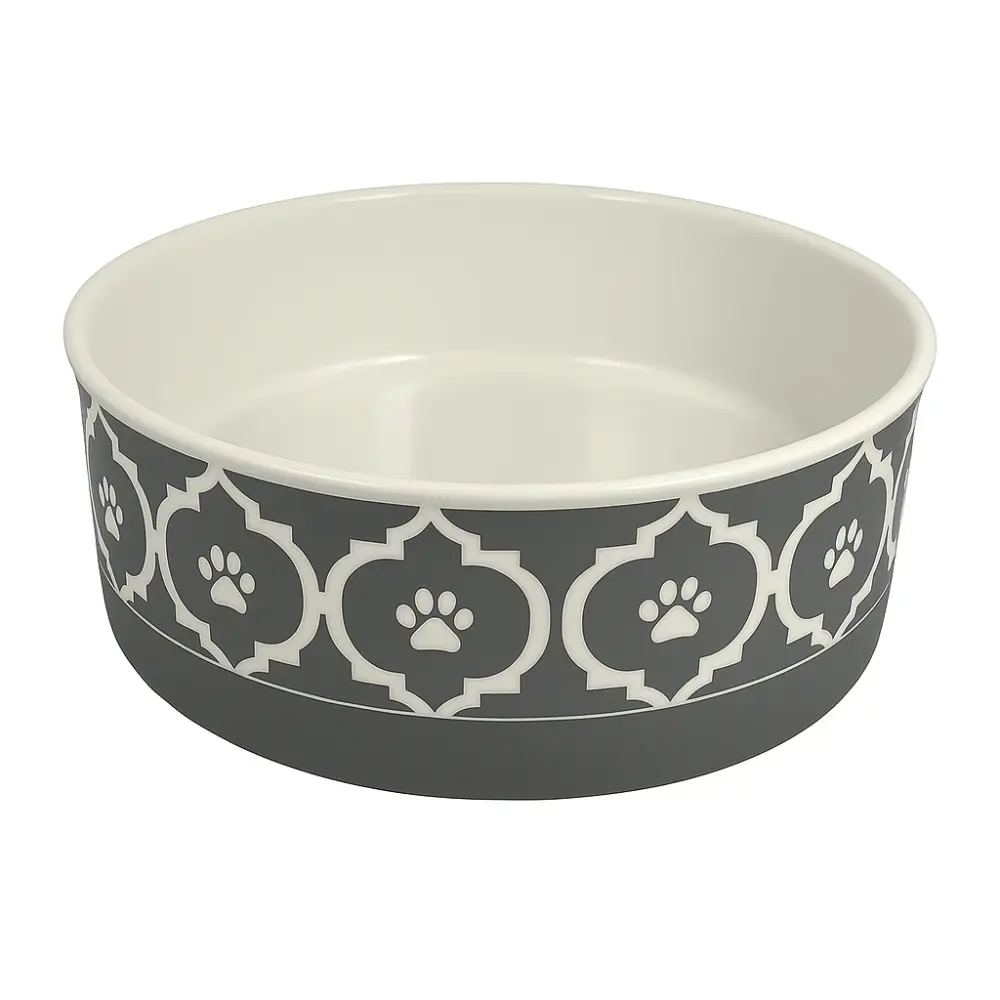 PET BOWL - LATTICE GRAY - LARGE 7.5Dx2.4H