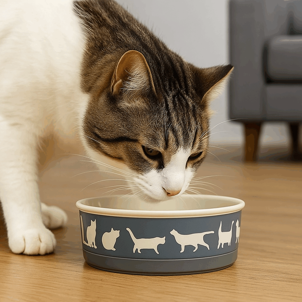 Large Cats Meow Gray Pet Bowl for food or fresh water