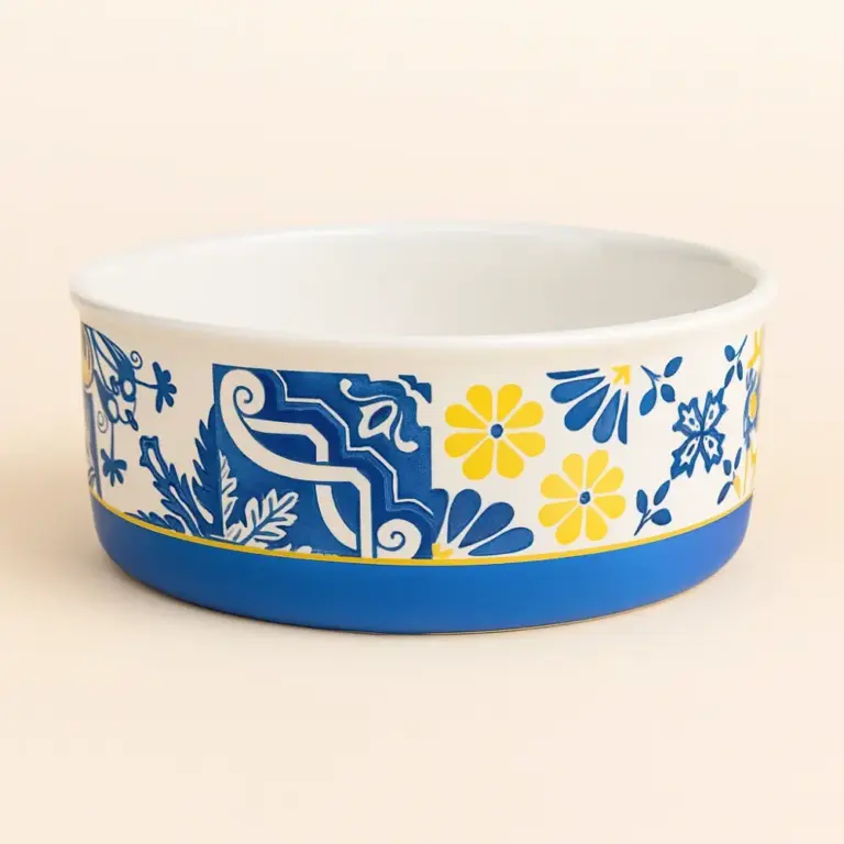 Large Portuguese Azulejos Pet Bowl-Durable-Non-Slip Food Bowl