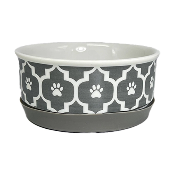 Medium Lattice Gray Pet Bowl