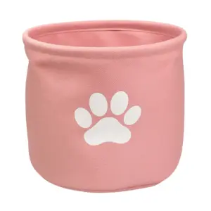 Medium Round Polyester Pet Bin Rose Paw Design 12x15x15 Inch