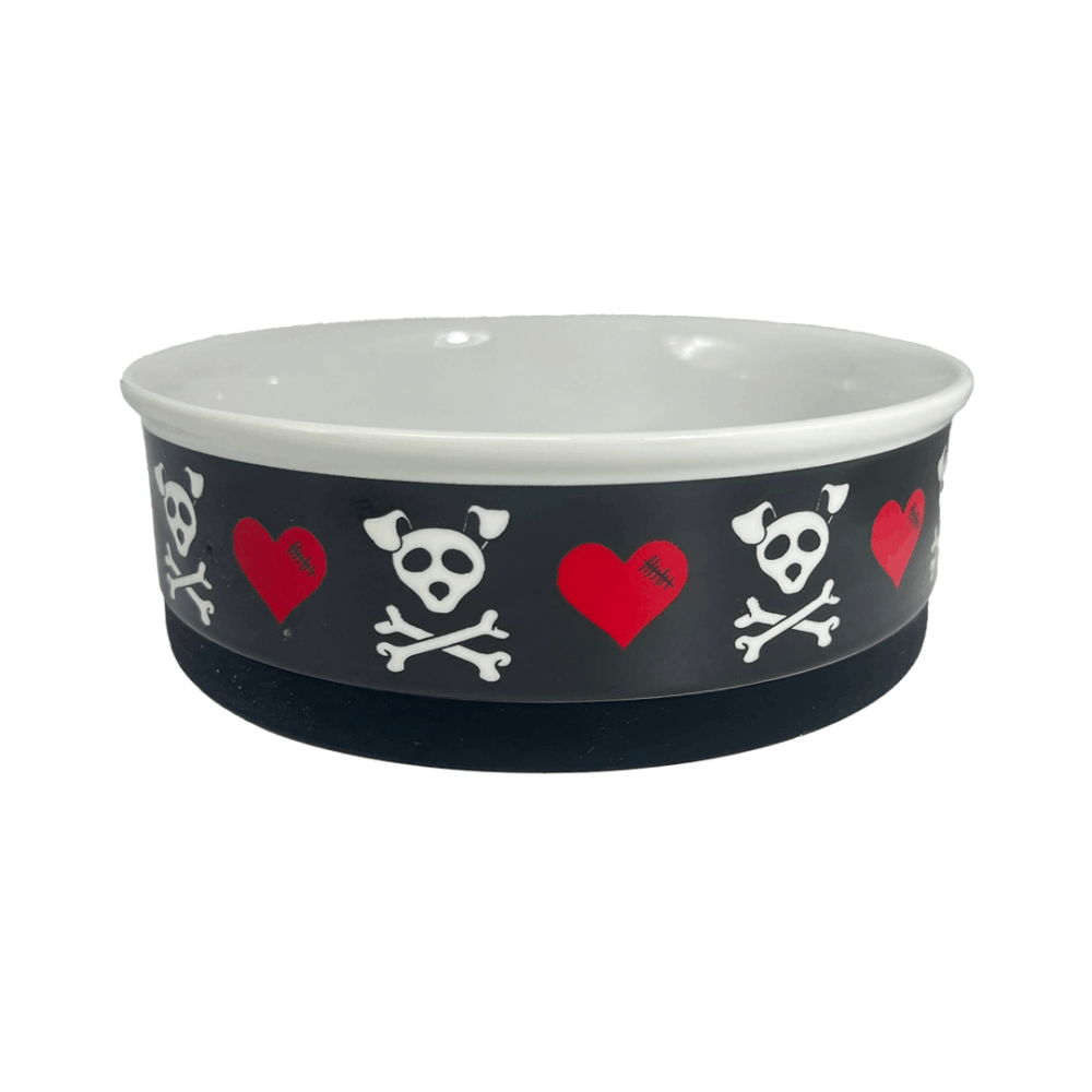 PET BOWL - BAD TO THE BONE - LARGE 7.5Dx2.4H