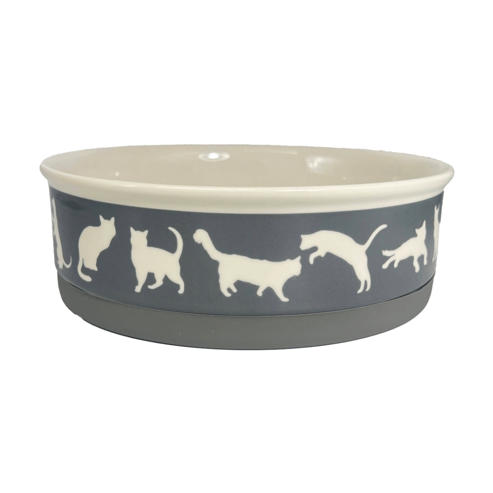 PET BOWL - CATS MEOW GRAY - LARGE 7.5Dx2.4H