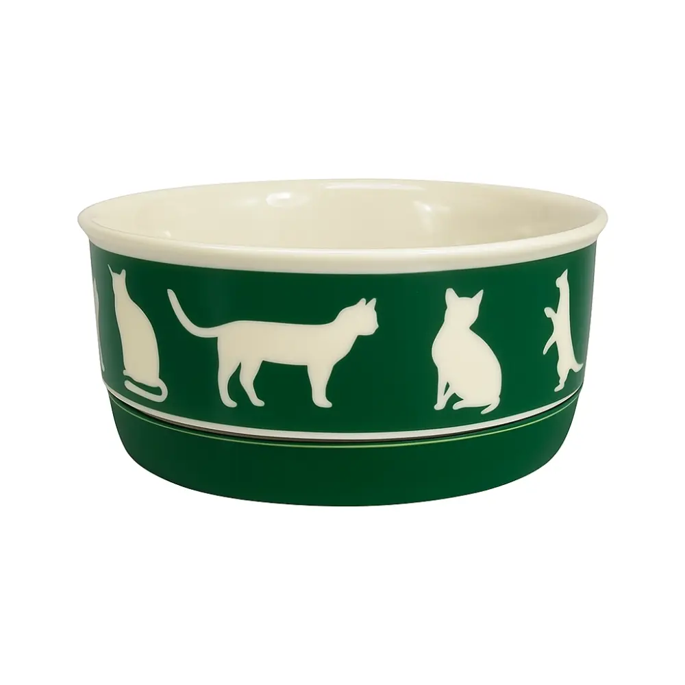 PET BOWL - CATS MEOW HUNTER GREEN - LARGE 7.5Dx2.4H