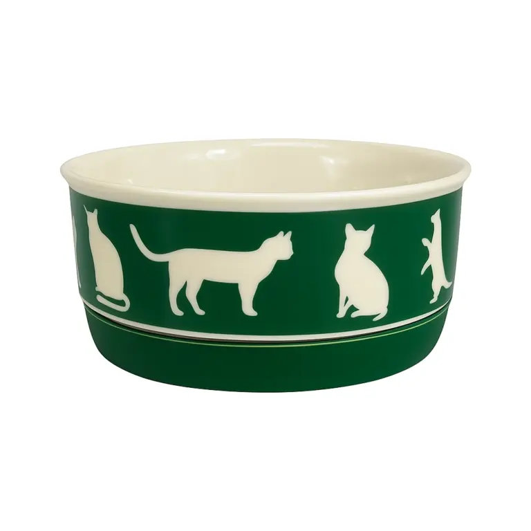 PET BOWL - CATS MEOW HUNTER GREEN - LARGE 7.5Dx2.4H - Bulk-Price