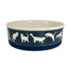 PET BOWL - CATS MEOW NAVY - LARGE 7.5Dx2.4H
