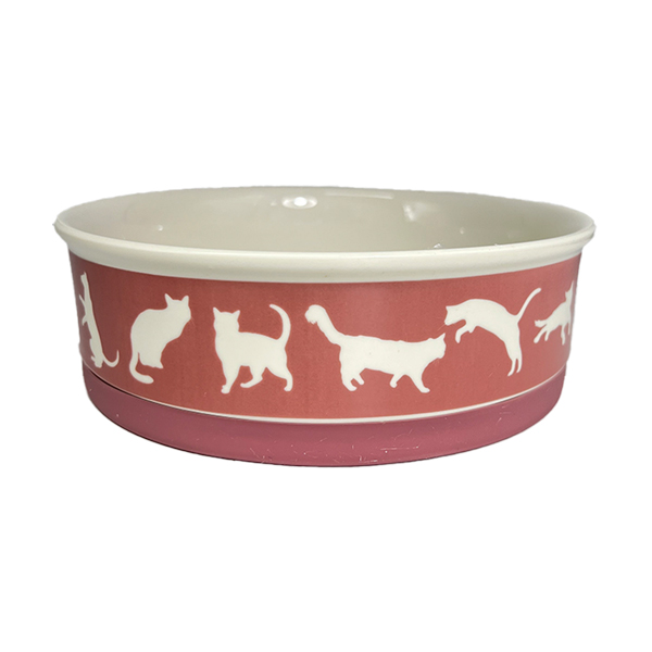 PET BOWL - CATS MEOW ROSE - LARGE 7.5Dx2.4H
