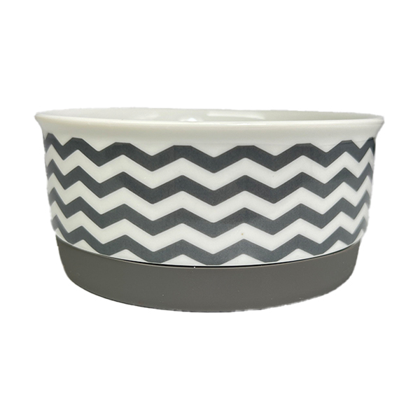 PET BOWL - CHEVRON GRAY - SMALL 4.25Dx2H