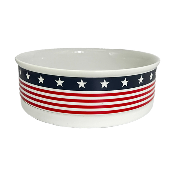 PET BOWL - FLAG - LARGE 7.5Dx2.4H