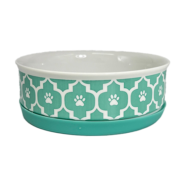 PET BOWL - LATTICE AQUA - MEDIUM 6Dx2H