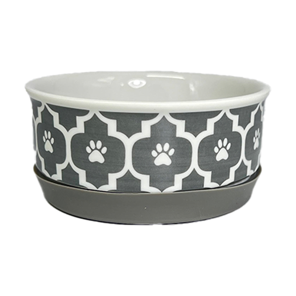 PET BOWL - LATTICE GRAY - MEDIUM 6Dx2H