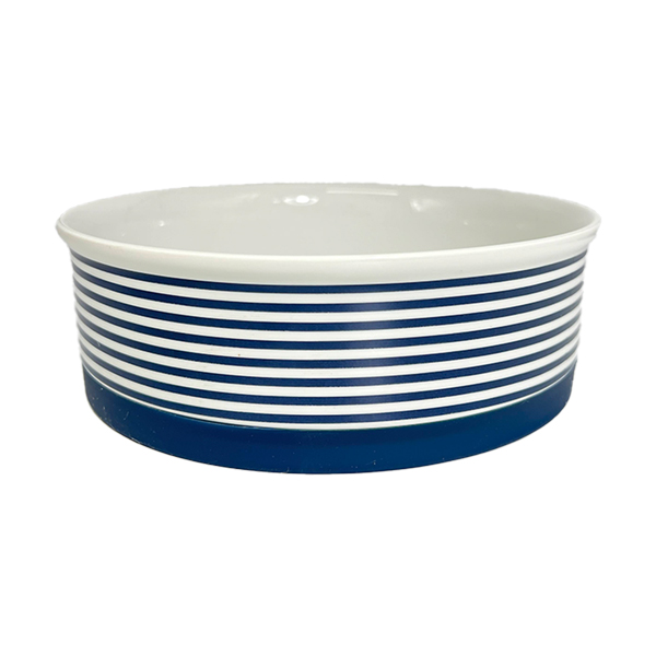 PET BOWL - PAW PATCH STRIPE NAUTICAL BLUE - LARGE SIZE 7.5Dx2.4H