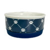 PET BOWL - TRELLIS PAW NAVY - SMALL 4.25Dx2H