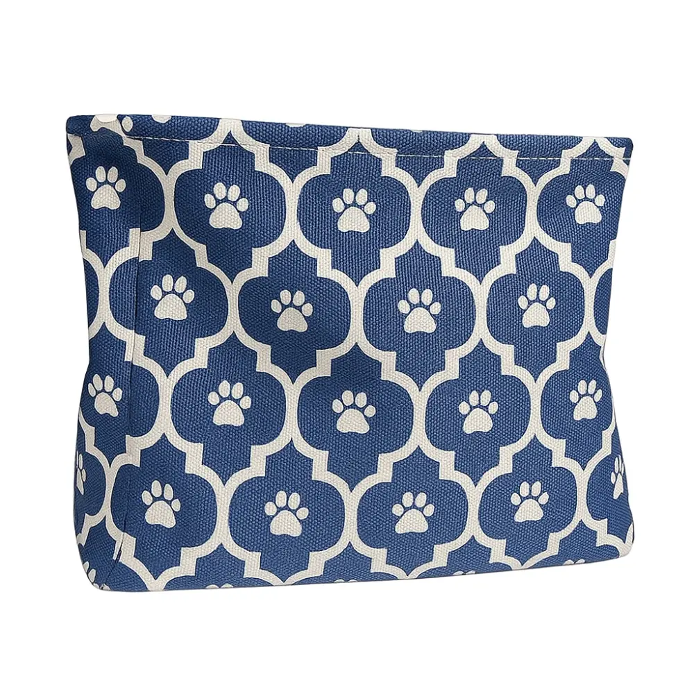 POLYESTER PET BIN LATTICE PAW NAUTICAL BLUE RECTANGLE LARGE