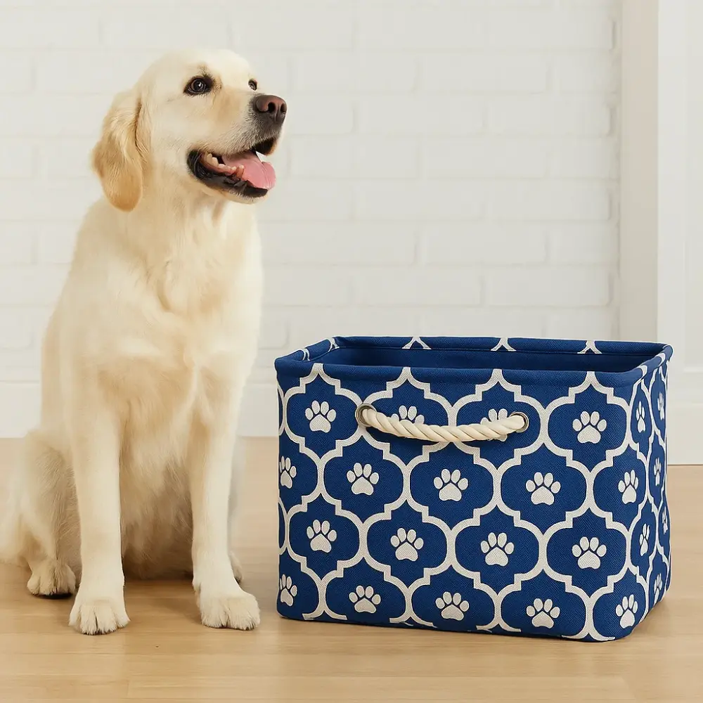 Polyester Pet Bin Lattice Paw in Nautical Blue - Bulk-Price