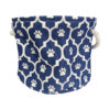 POLYESTER PET BIN LATTICE PAW NAUTICAL BLUE ROUND SMALL