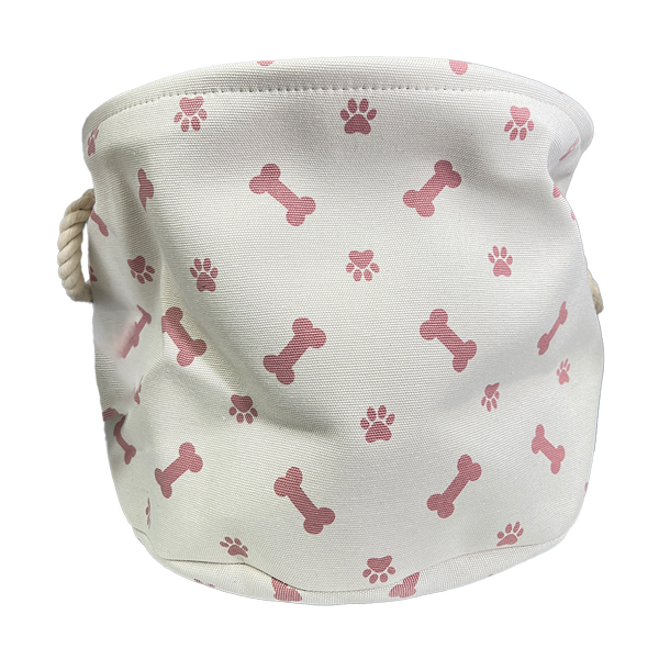 POLYESTER PET BIN PAW/BONE ROSE ROUND MEDIUM