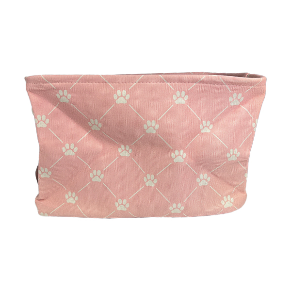 POLYESTER PET BIN TRELLIS PAW PINK RECTANGLE SMALL 14x8x9