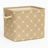 Polyester Pet Bin – Medium Taupe Rectangle with Trellis Paw Pattern
