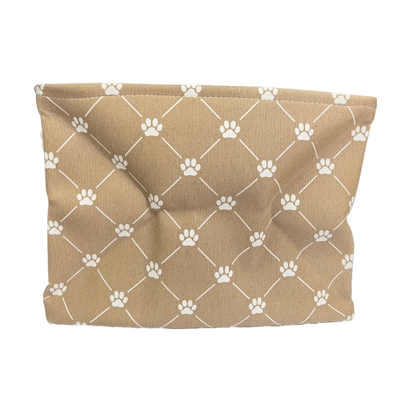 Polyester Pet Bin – Medium Taupe Rectangle with Trellis Paw Pattern 3 POLYESTER PET BIN TRELLIS PAW TAUPE RECTANGLE MEDIUM.
