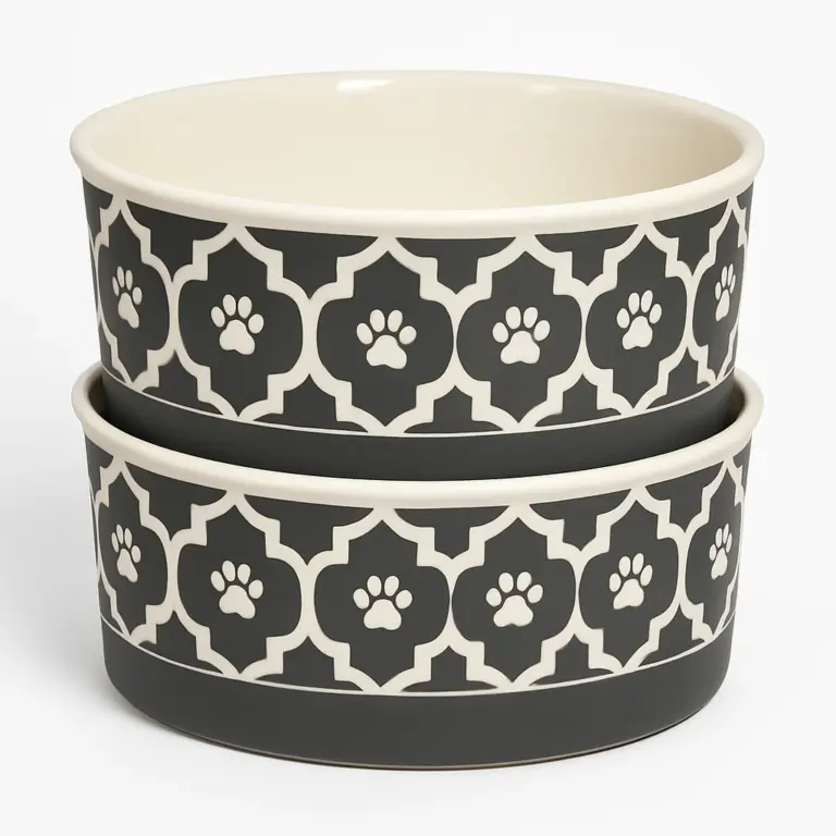 Pet-Bowl-Lattice-Gray-L
