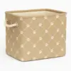 Polyester Pet Bin Medium Taupe Rectangle with Trellis Paw Pattern