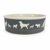 Printed Large Gray Pet Food Bowl for Dogs and Cats