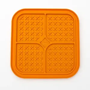 Small Orange IQ Treat Mat Calming Lick Pad for Dogs and Puppies