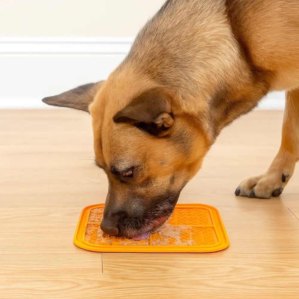 Small Orange IQ Treat Mat for Dogs and Puppies