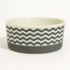 Small Pet Bowl in Chevron Gray Durable Ceramic Dish