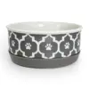 Small Pet Bowl in Lattice Gray Ceramic Dish for Dogs and Cats
