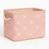Small Pink Polyester Pet Bin with Paw Print Rectangle 14x8x9