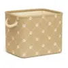 Small Rectangular Taupe Paw Print Polyester Pet Bin 14x8x9 Inch