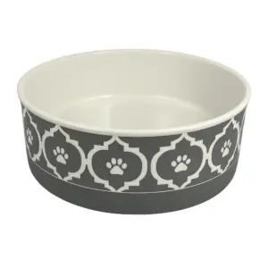 Stylish Large Pet Bowl in Lattice Gray Ideal for Food or Water