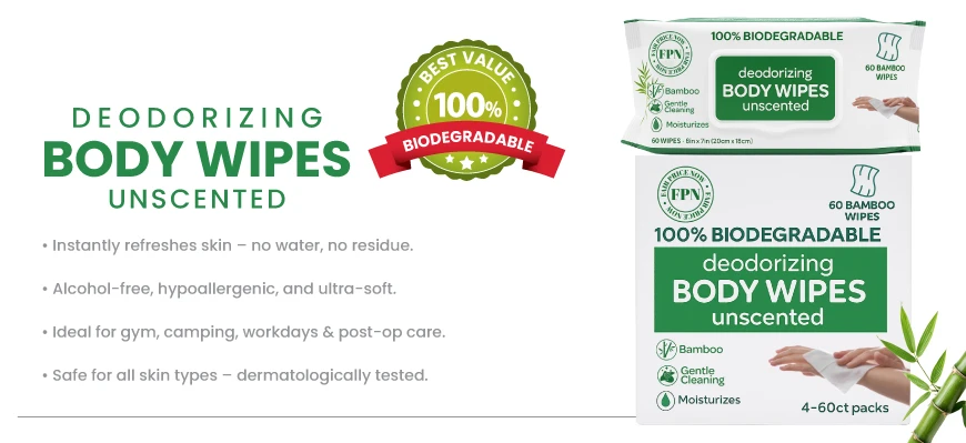 Deodorizing - Body Wipes - Unscented - Bulk-Price