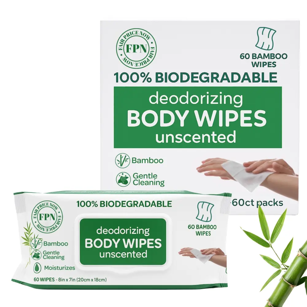 100% Biodegradable Deodorizing Body Wipes – Unscented, Plant-Based, Skin-Safe & Travel-Ready