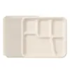 5-Compartment Bagasse Plates – 10x8 Inch Eco-Friendly Disposable Trays | Microwavable, Sturdy, Biodegradable