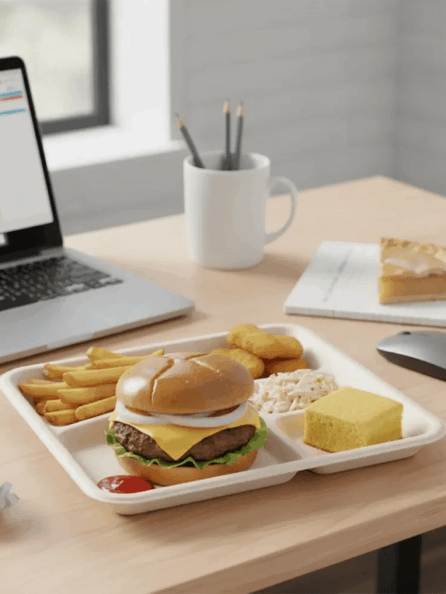 Biodegradable 5-Compartment Bagasse Plates for Eco-Friendly Dining