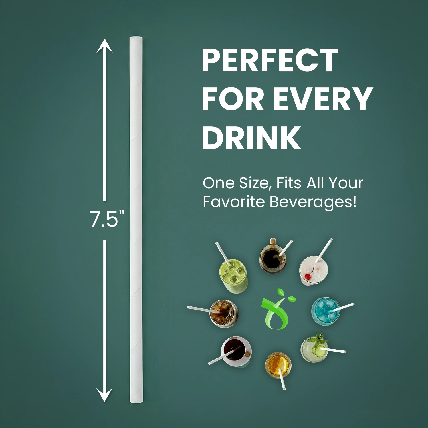 7.5 Inch White Paper Straw – Fits All Drinks