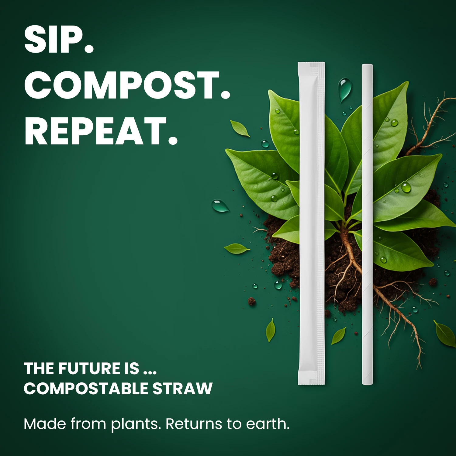 Compostable Straw with Leaves – Sip. Compost. Repeat.